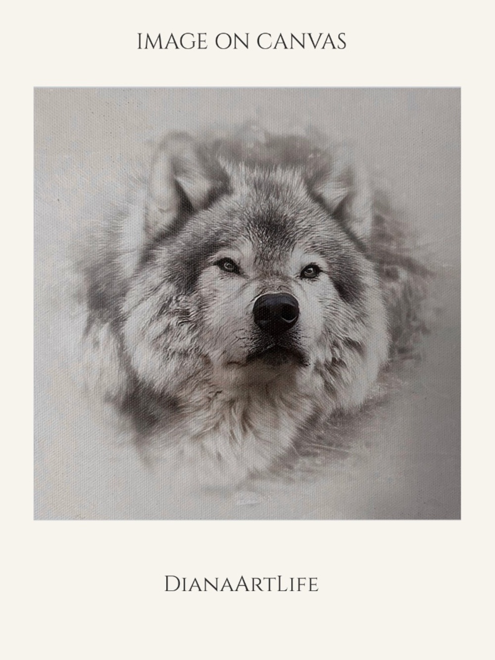 Photograph on Canvas 8" x 8" Wolf Original Art Decor